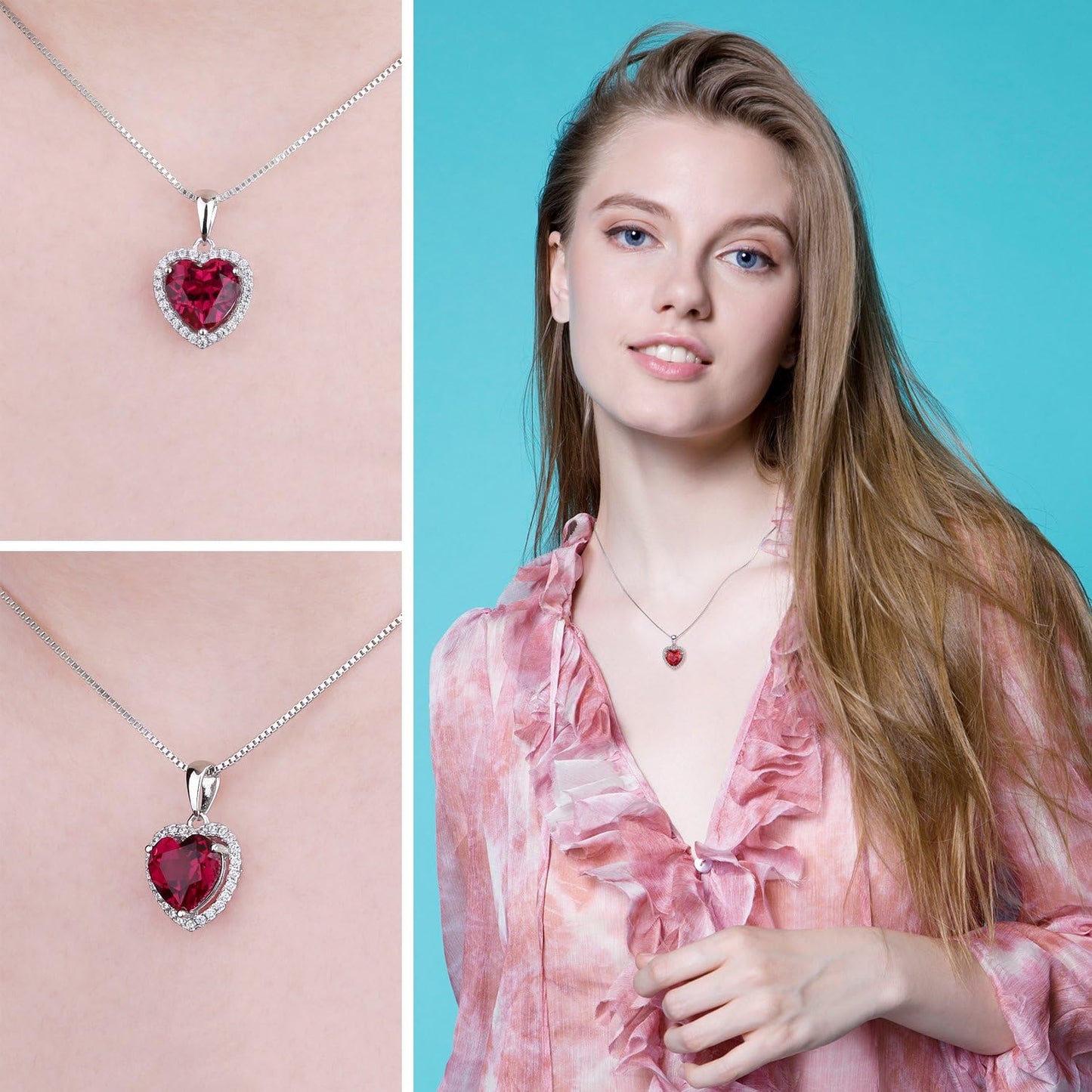 Collier Cœur Rubis Or 925