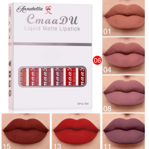 6 boîtes de rouge à lèvres mat antiadhésif annabellia