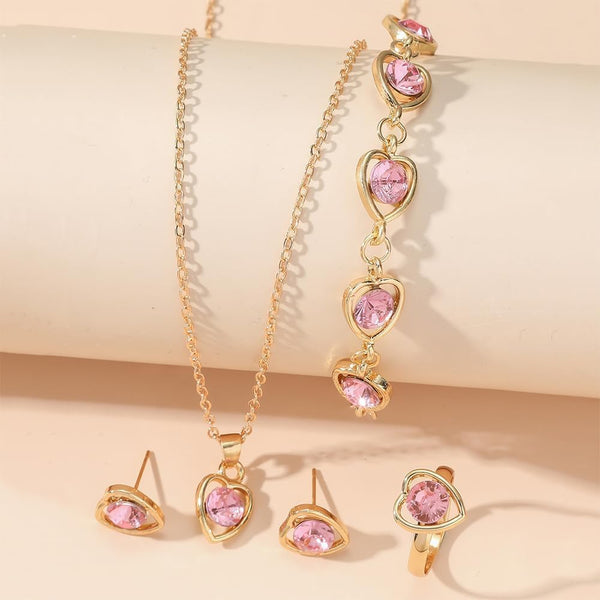 Ensemble Éclatant de Bijoux Cœur