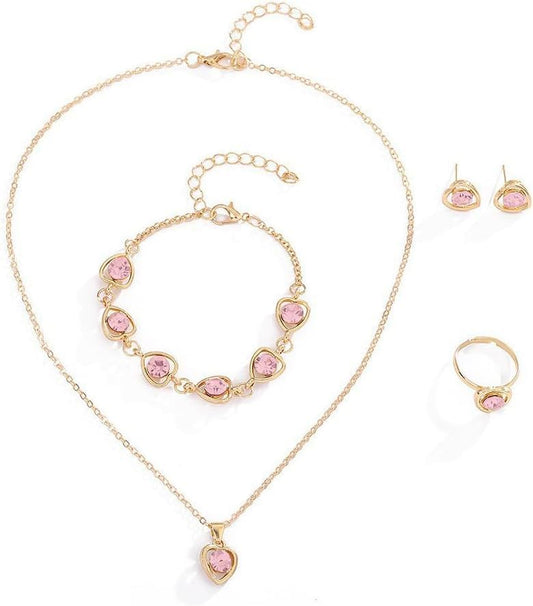 Ensemble Éclatant de Bijoux Cœur