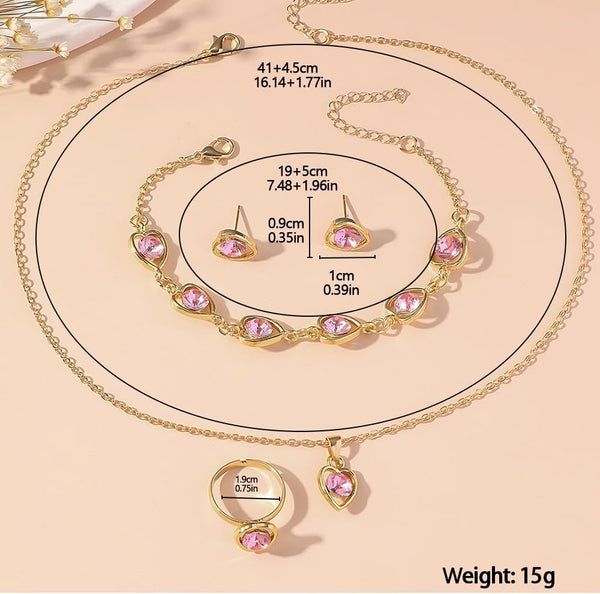 Ensemble Éclatant de Bijoux Cœur