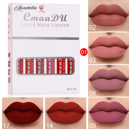 6 boîtes de rouge à lèvres mat antiadhésif annabellia