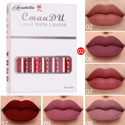 6 boîtes de rouge à lèvres mat antiadhésif annabellia