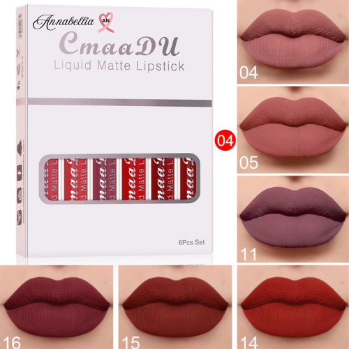 6 boîtes de rouge à lèvres mat antiadhésif annabellia