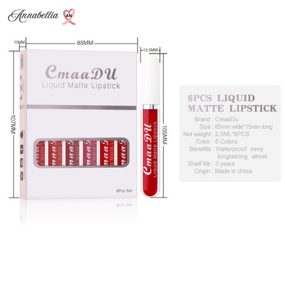 6 boîtes de rouge à lèvres mat antiadhésif annabellia