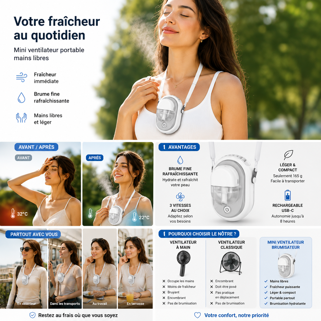 Ventilateur Brumisateur Tout-en-Un