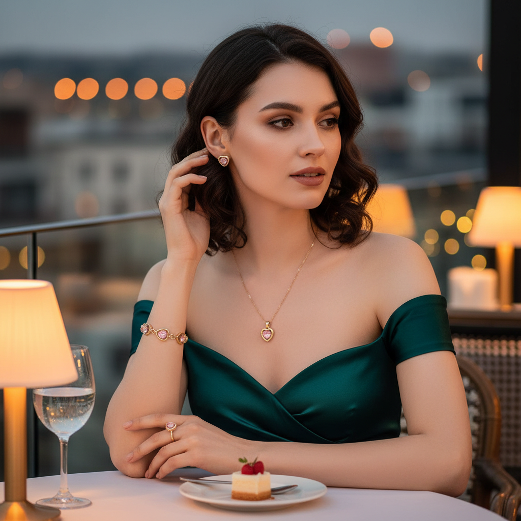 Parure Bijoux Cœur Cristal