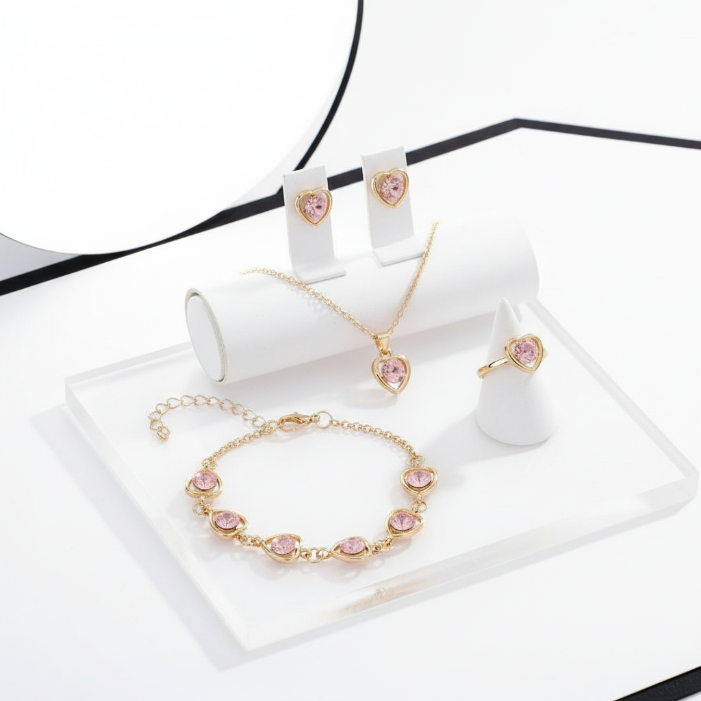 Parure Bijoux Cœur Cristal