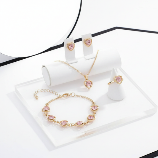 Parure Bijoux Cœur Cristal