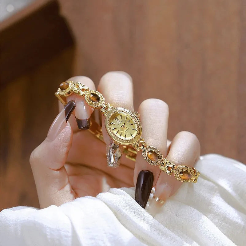 Montre Chic en Œil de Tigre